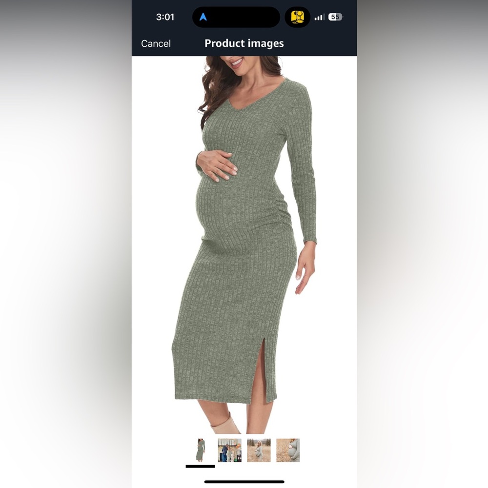 Maternity Ribbed Bodycon Dress Size S